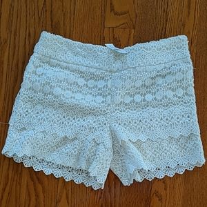 LOFT White Scalloped Lace Riviera shorts Sz 6